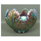 Fenton Carnival Glass Plum Opal Lotus Rose Bowl