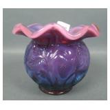 Fenton Plum Opal Inverted Strawberry Rose Bowl
