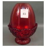 Fenton Ruby Beaded Daisy Fairy Lamp