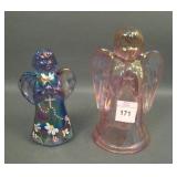 Two Fenton Iridised Praying Angel Figurines