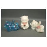 Three Fenton Iridescent Bears