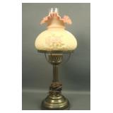 Fenton Burmese Dogwood Decorated Lamp