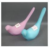 Two Fenton Satin Bird Figurines