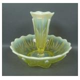Fenton Vaseline Opal Cactus Single Lily Epergne