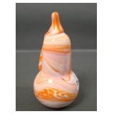 Signed Gibson Orange & White Slag Paperweight