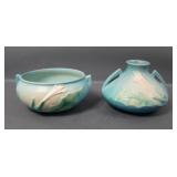 Two Roseville Pottery Green Thornapple Items