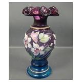Fenton Mulberry Decorated Optic Swril Vase