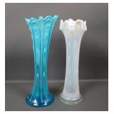 Two Vintage Opalescent Vases