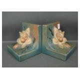 2 Roseville Pottery Blue Magnolia Bookends