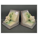 2 Roseville Pottery Gardenia Gray/ Green Bookends