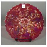 Fenton Red Holly 85th Birthday Chop Plate
