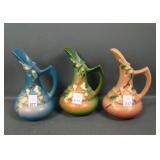 Three Roseville Pottery Snowberry Ewers