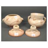 Four Piece Roseville Pottery Tan Teasel Lot