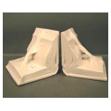 Two Roseville Pottery Ivory Velmoss Bookends