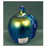 Gibson Art Glass Blue Apple Paperweight