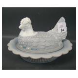 Mosser Glass Gray /Marble Slag Hen on Nest