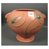 Roseville Pottery Red Teasel Handled Vase