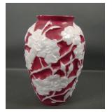 Phoenix Pearlized on Burgandy Wild Rose Vase