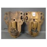 Two Deco Metal Lightolier Wall Sconces Frames