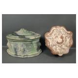 2 Incolay Stoneware Decorated Hinged Boxes