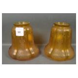 Two Phoenix Amber Iridised Glass Lamp Shades