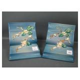Pair of Roseville Pottery Blue Snowberry Bookends