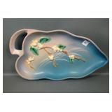 Roseville Blue Snowberry Handled Console Tray