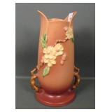 Roseville Pottery Brown Apple Blossom Handled Vase