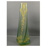 Monumental Moser Green Twisted Art Glass Vase