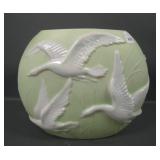 Phoenix Lime Green Pearlized Flying Geese Vase