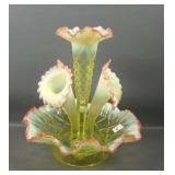 Dugan Diamond Vaseline Opal 3 Lily Epergne