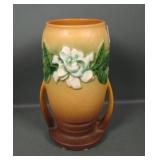 Roseville Pottery Tan Gardenia Handled Vase