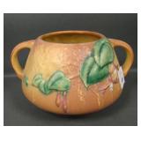 Roseville Pottery Tan Fuchsia Handled Vase