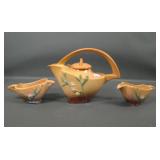 Roseville Pottery Tan Wincraft 3 Pc Tea Set