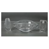 Lot of Three Kosta Boda Crystal Items