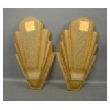 2 Consolidated Amber Frosted Deco Slip Shades