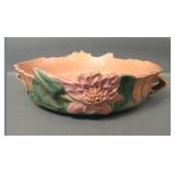 Roseville Pink Waterlily Handled Console Bowl