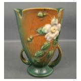 Roseville Pottery Green White Rose Vase