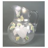 Fenton White Crocus Enameled Bulbous Pitcher