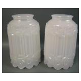 Two N'Wood Iridised Luna Laurel Band Lamp Shades