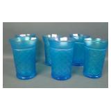 Six N'Wood Celeste Blue Concave Diamond Tumblers