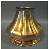 Steuben Gold Aurene Ribbed Bell Lamp Shade