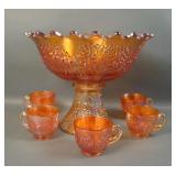 Fenton Marigold Orange Tree 7 Pc Punch Set