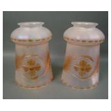 Vintage Frosted Iridised Floral Wreath Lamp Shades