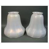 Two Steuben Ivorene Paneled Lamp Shades