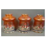 Four Czech Glass Marigold Scenic Lamp Shade