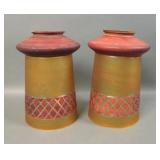 2 Czech Gold /Burngandy Iridised Cut Lamp Shades