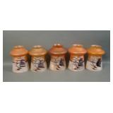 Five Iridised Czech Glass Decorated Lamp Shades