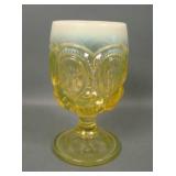 L.E. Smith Vaseline Opal Moon & Stars Goblet