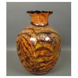 Dave Fetty Gold Pulled Feather Vase